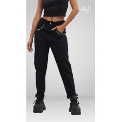 Mom fit gabardina c/ tachas