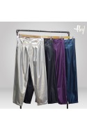 Pantalon mom doble pinza metalizado