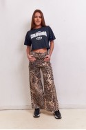 Wide leg gabardina animal print directo de fabrica