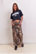 Wide leg gabardina animal print directo de fabrica