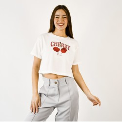 Remera algodón peinado cherry