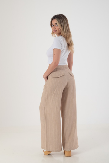 Pantalon palazo de lino rayado  para mujer por mayor