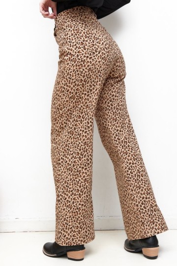 Wide leg bengalina animal print