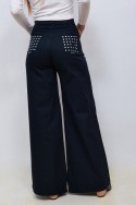 Pantalon wide leg bengalina elastizado con tachas para mujer hey!