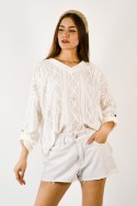 Blusa broderie manga 3/4