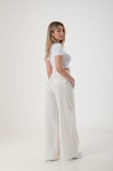 Pantalon maxi palazo de lino cruzado