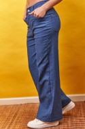 Wide leg simil jeans bengalina con lurex