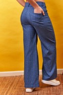 Wide leg simil jeans bengalina con lurex