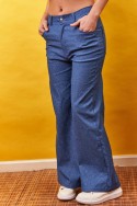 Wide leg simil jeans bengalina con lurex