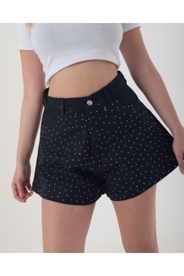 Short de gabardina con strass