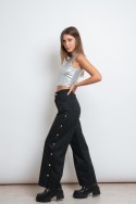 Wide leg gabardina con botones