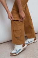 Wide leg doble cargo gabardina para dama por mayor