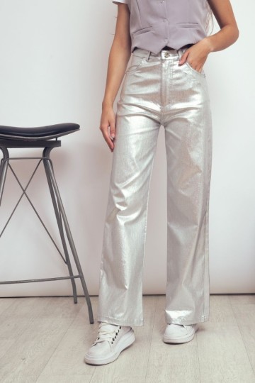 Pantalon wide leg metalizado para dama por mayor