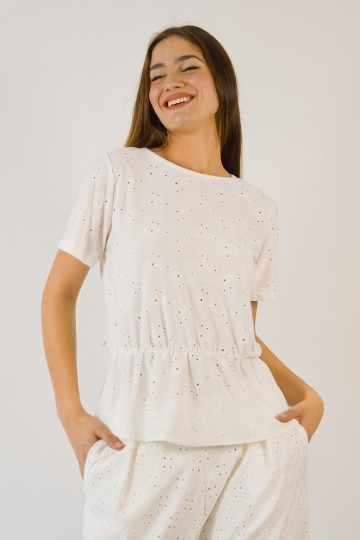 Blusa broderie elastizado