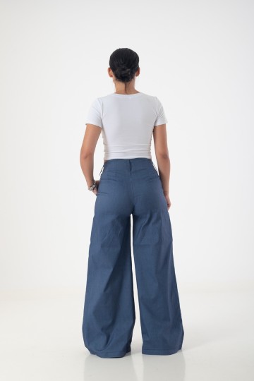 Pantalon maxi palazo de bengalina simil jean Hey! para mujer