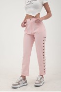 Pantalon mom de gabardina con arandelas laterales Hey! para mujer