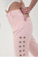 Pantalon mom de gabardina con arandelas laterales Hey! para mujer