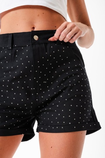 Short mom de gabardina con strass Hey! para mujer