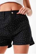 Short mom de gabardina con strass Hey! para mujer