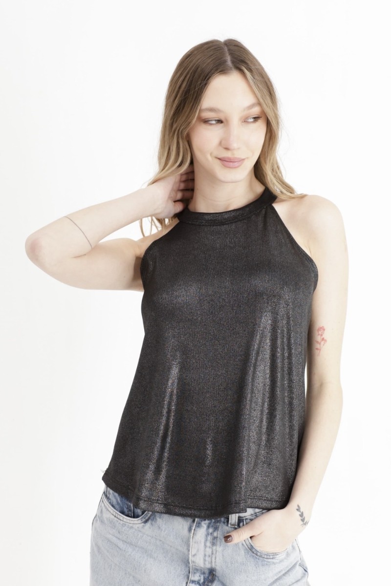 Musculosa morley metalizado gota atras Hey! para mujer